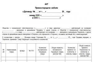 Акт приемки передачи товара по количеству